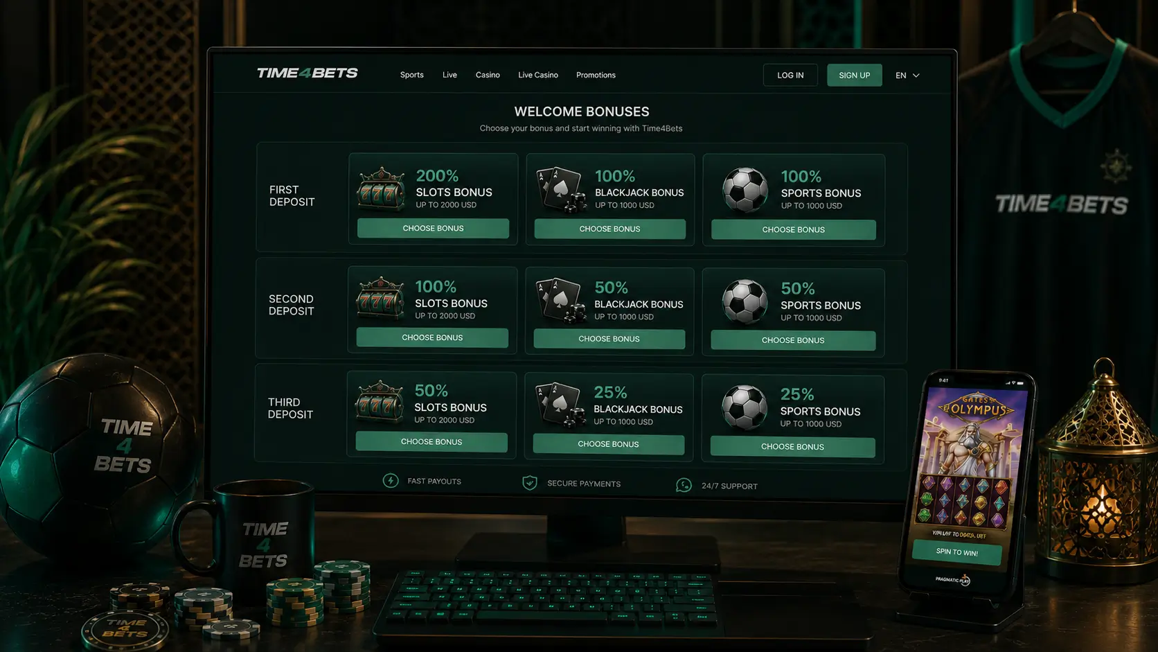 Time4Bets banking and payment dashboard