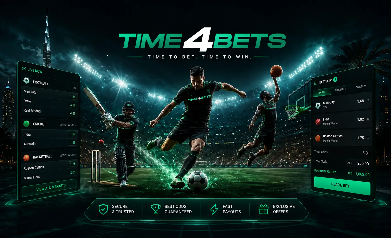 Time4Bets sports betting interface for Qatar players